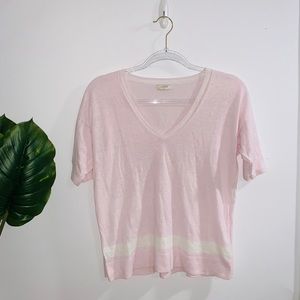 J. Crew  Pink & White Quarter Sleeve